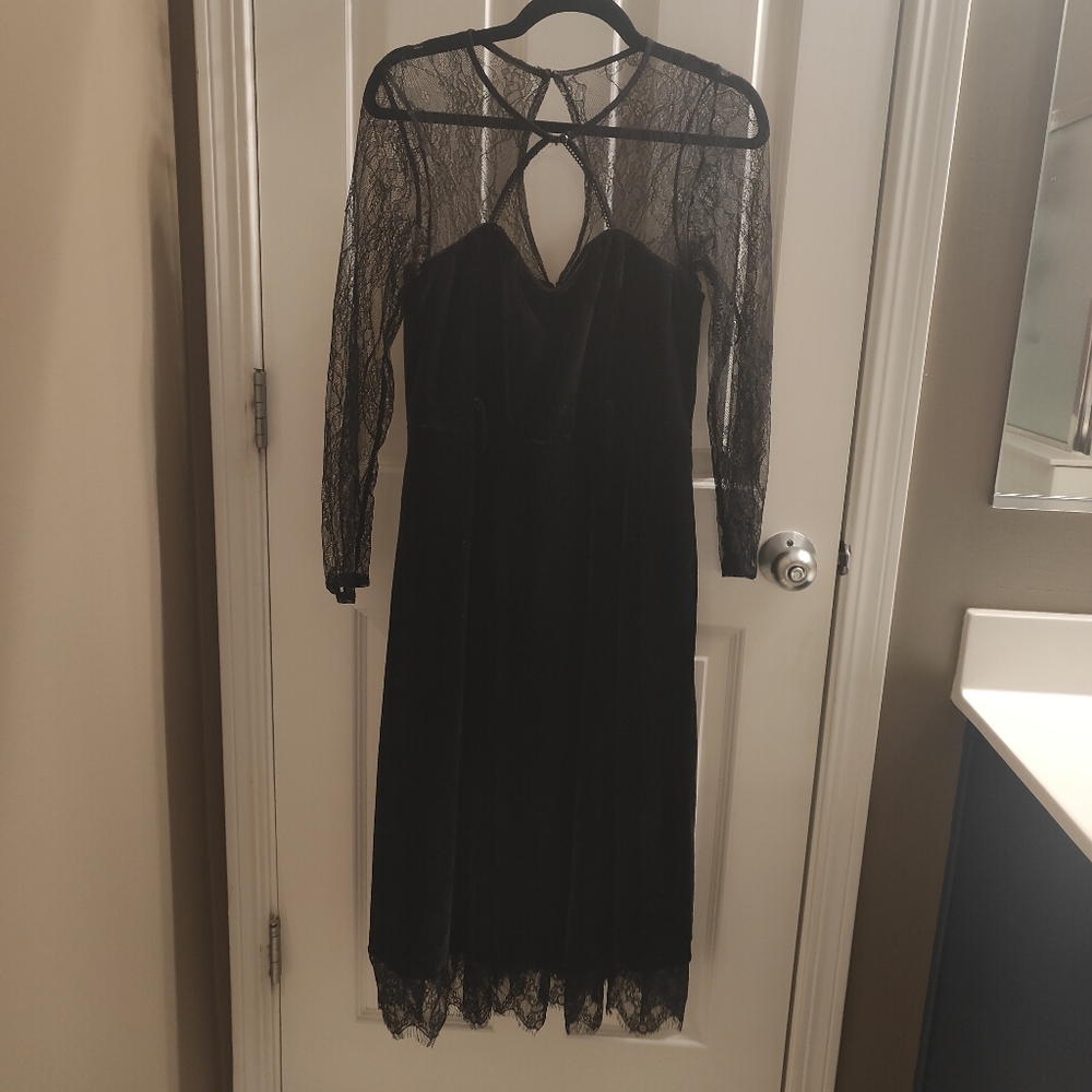 Collectif black velvet and lace dress M